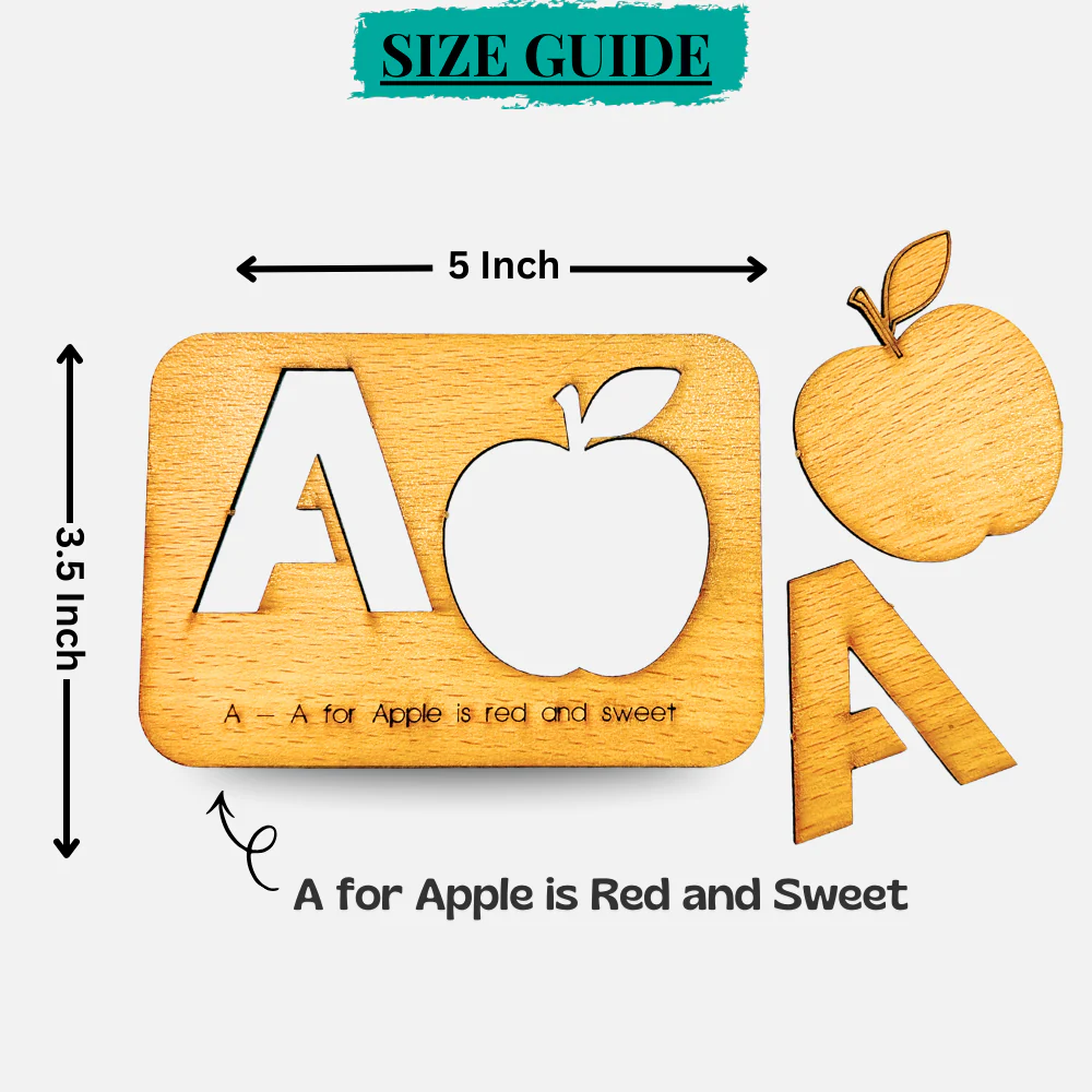 A to Z Only Wooden Alphabet Stencils For Drawing & Fun (74 PIECES) (+Quotations)